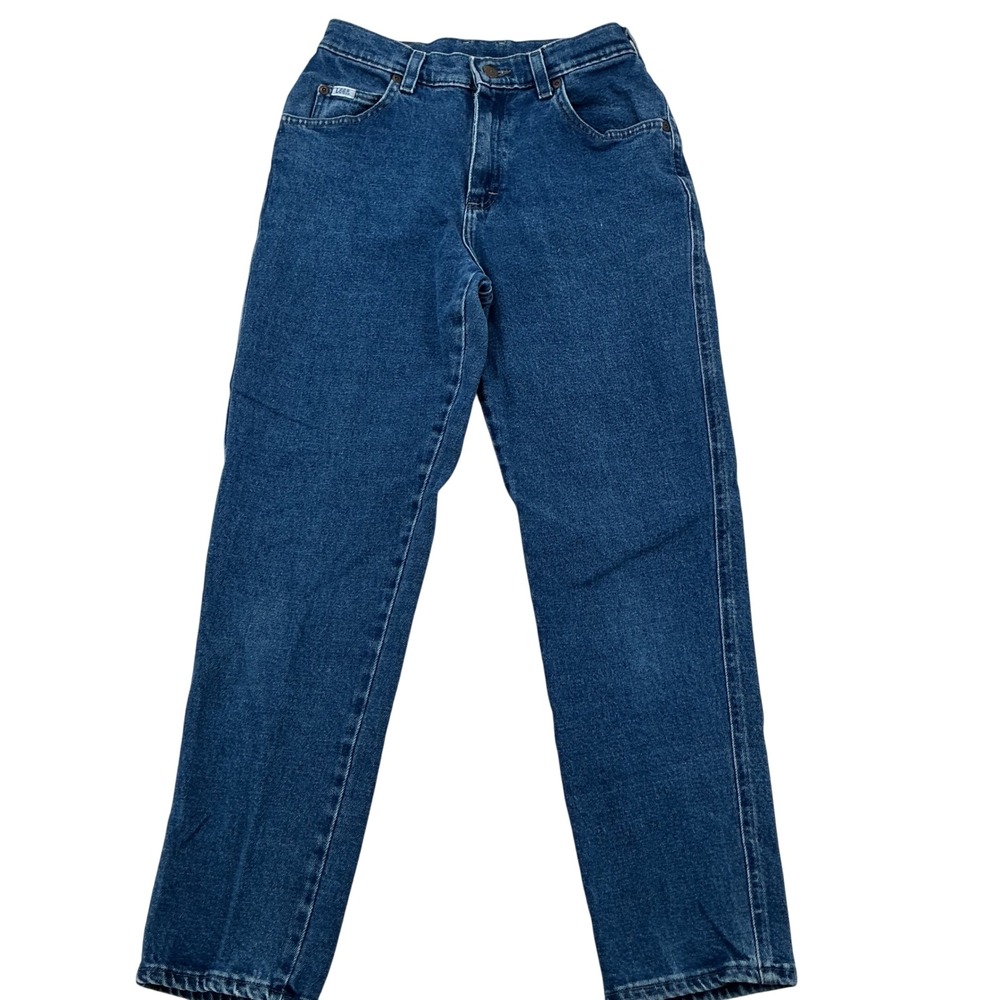 Vintage 90s Lee Jeans Straight Leg Womens 4 Medium Wash High Rise Mom